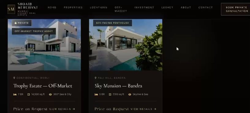 Curated properties: Trophy Estate — Off-Market, and Sky Mansion — Bandra